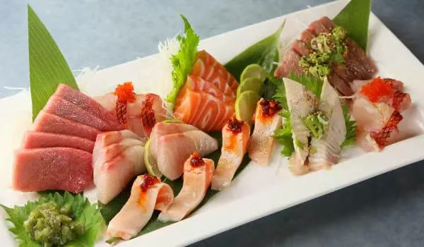 Sushi combo platter at Ultra Sushi restaurant in San Mateo